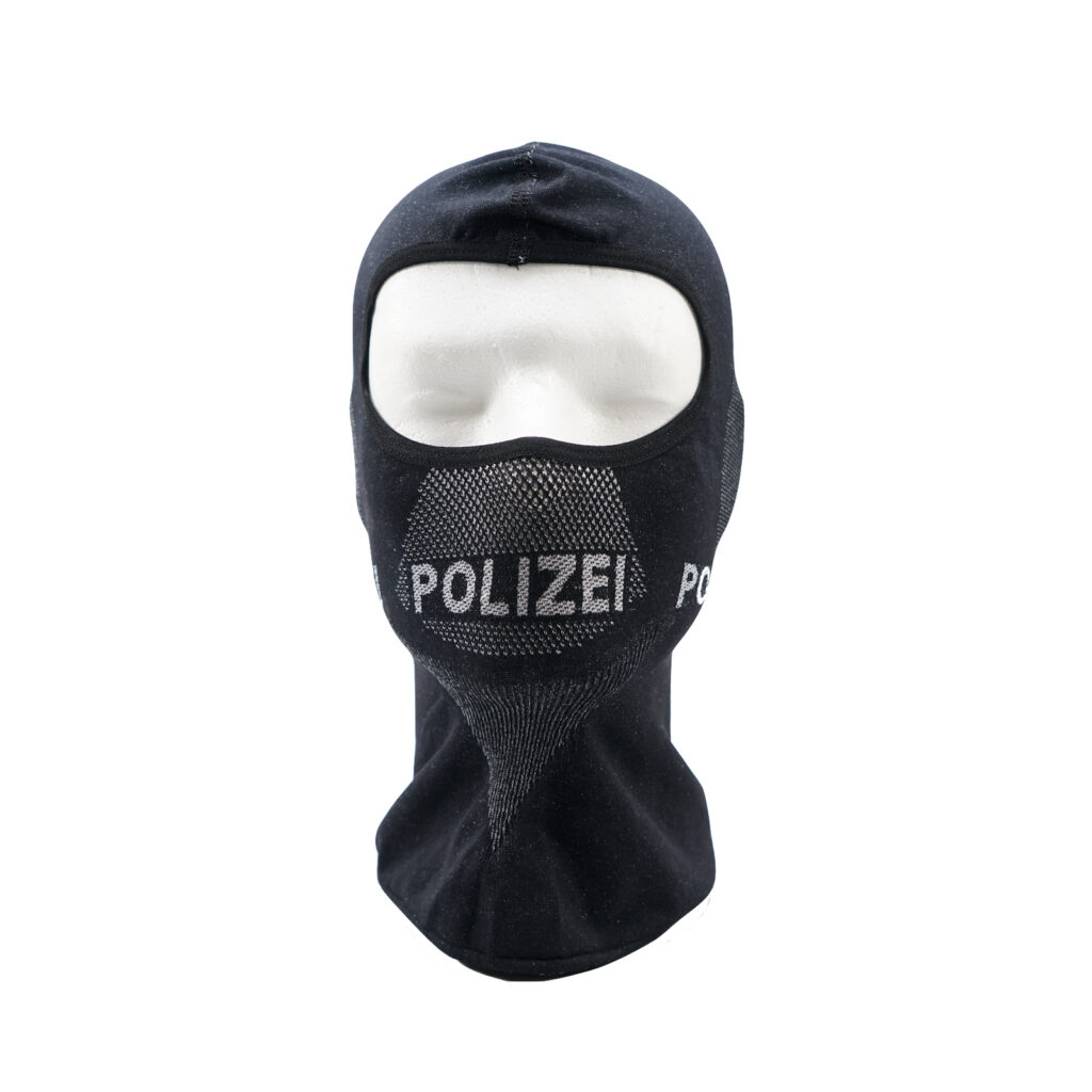 Sturmhaube schwarz, Aufschrift Polizei 2
