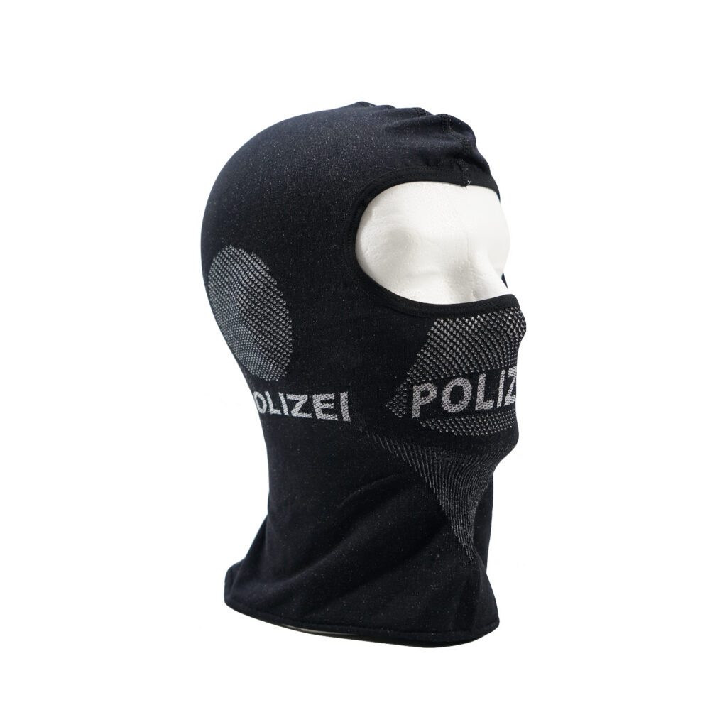 Sturmhaube schwarz, Aufschrift Polizei 3