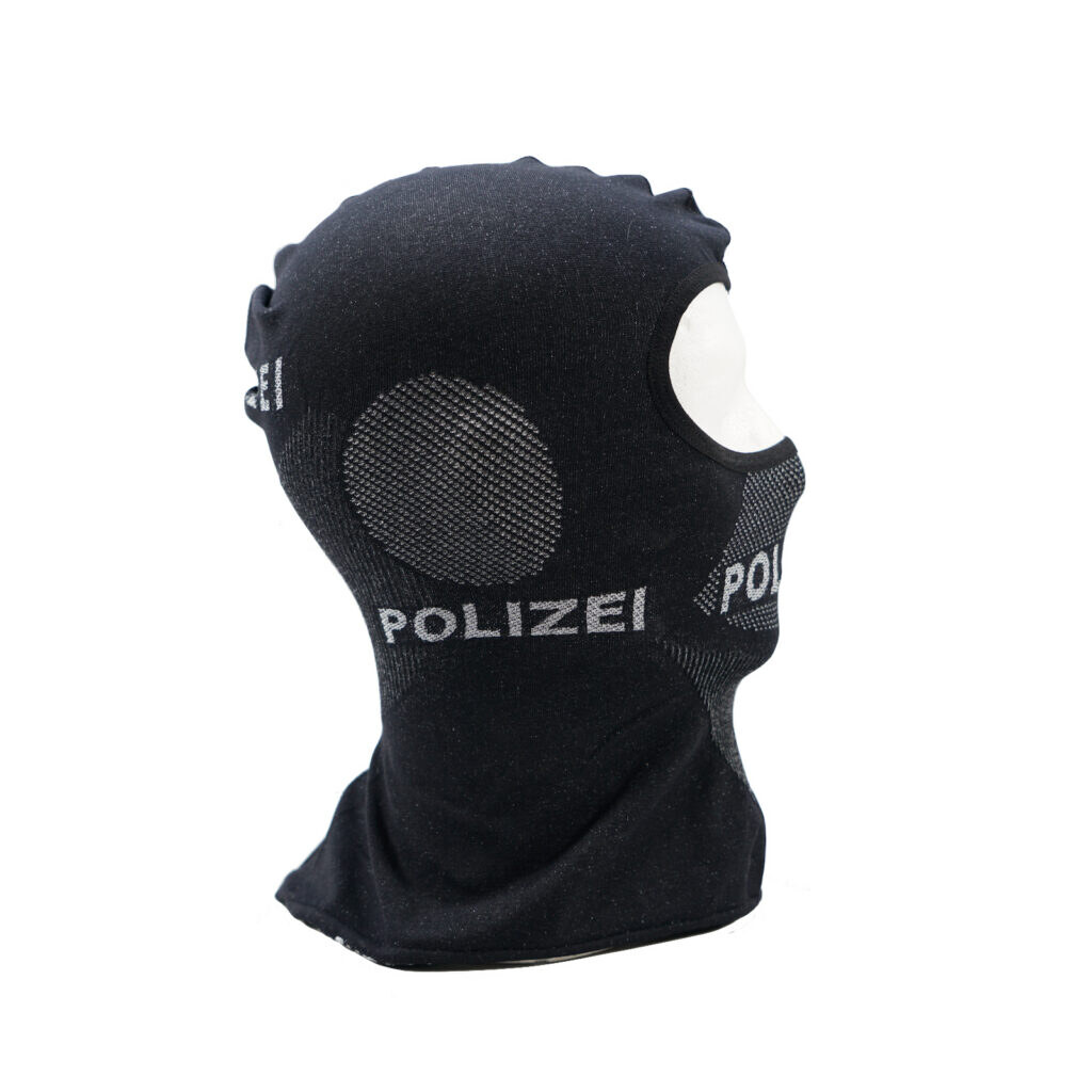 Sturmhaube schwarz, Aufschrift Polizei 4