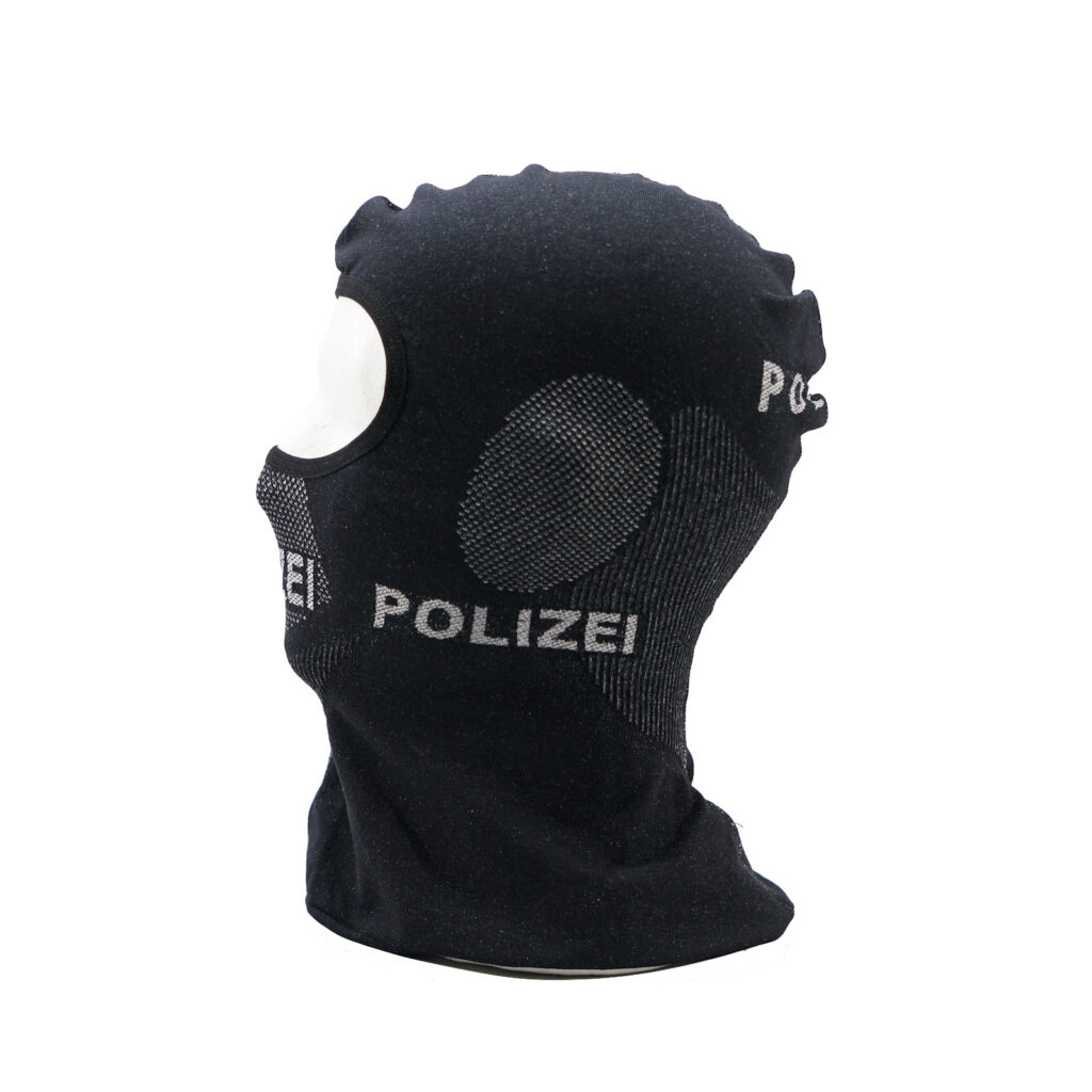 Sturmhaube schwarz, Aufschrift Polizei 8