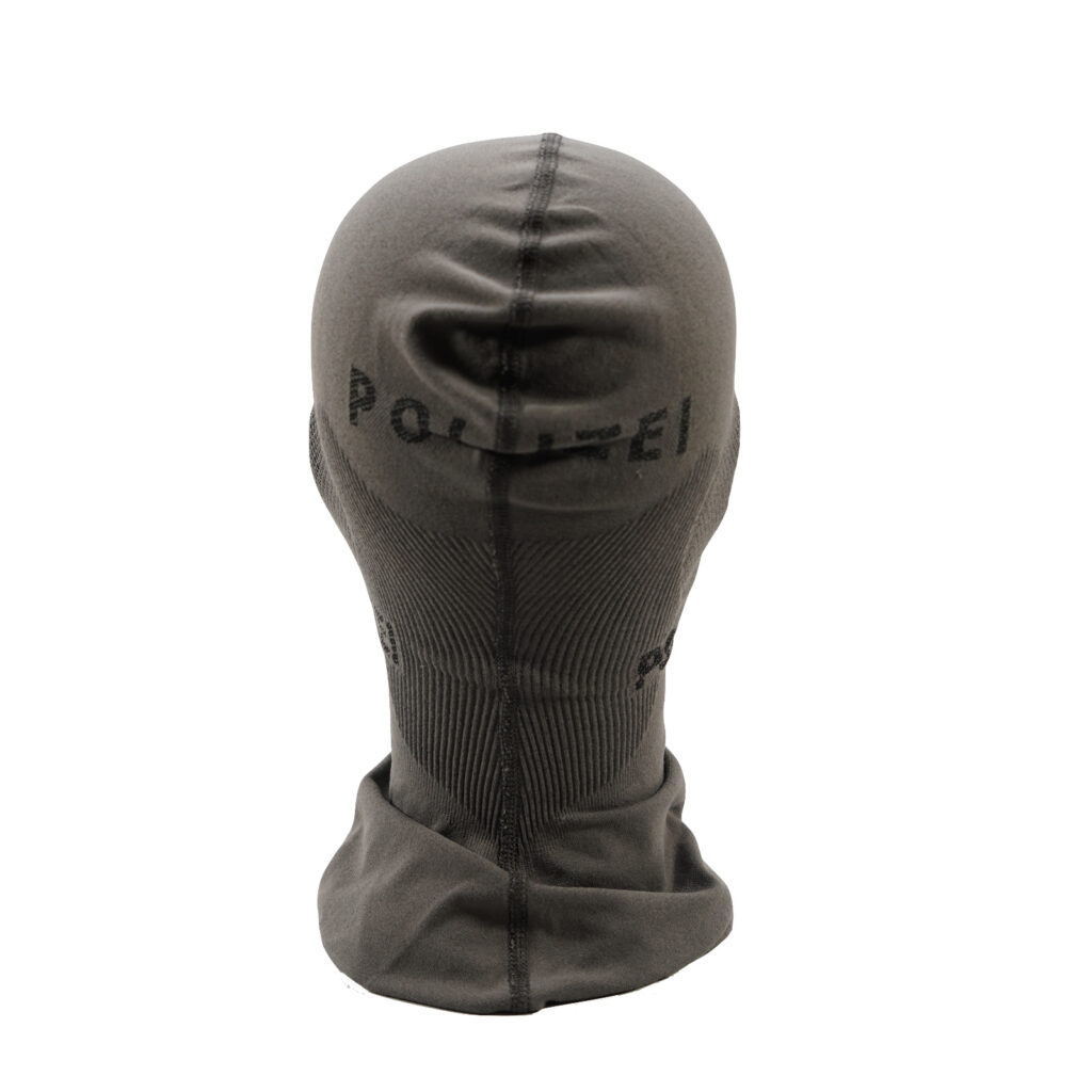 Sturmhaube steingrau,  Aufschrift Polizei 6