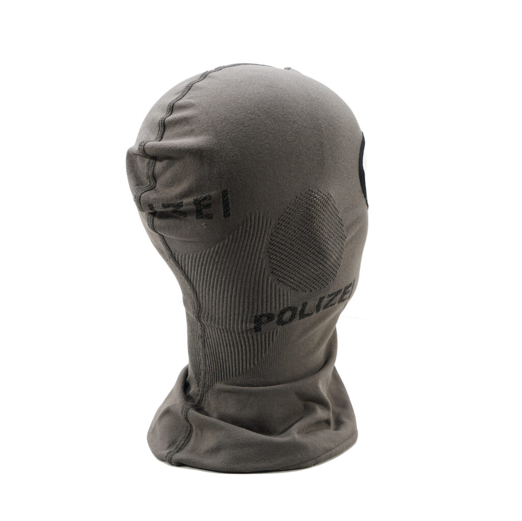Sturmhaube steingrau,  Aufschrift Polizei 7
