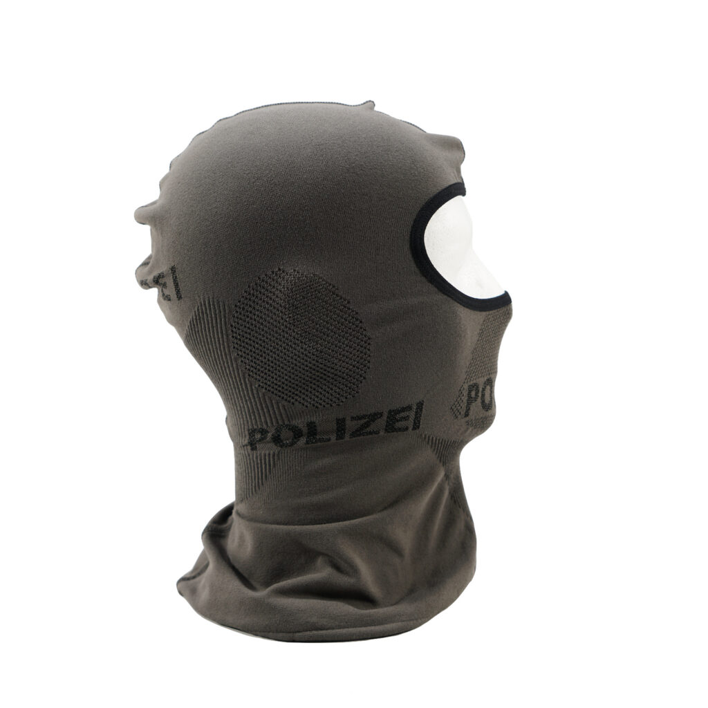 Sturmhaube steingrau,  Aufschrift Polizei 8